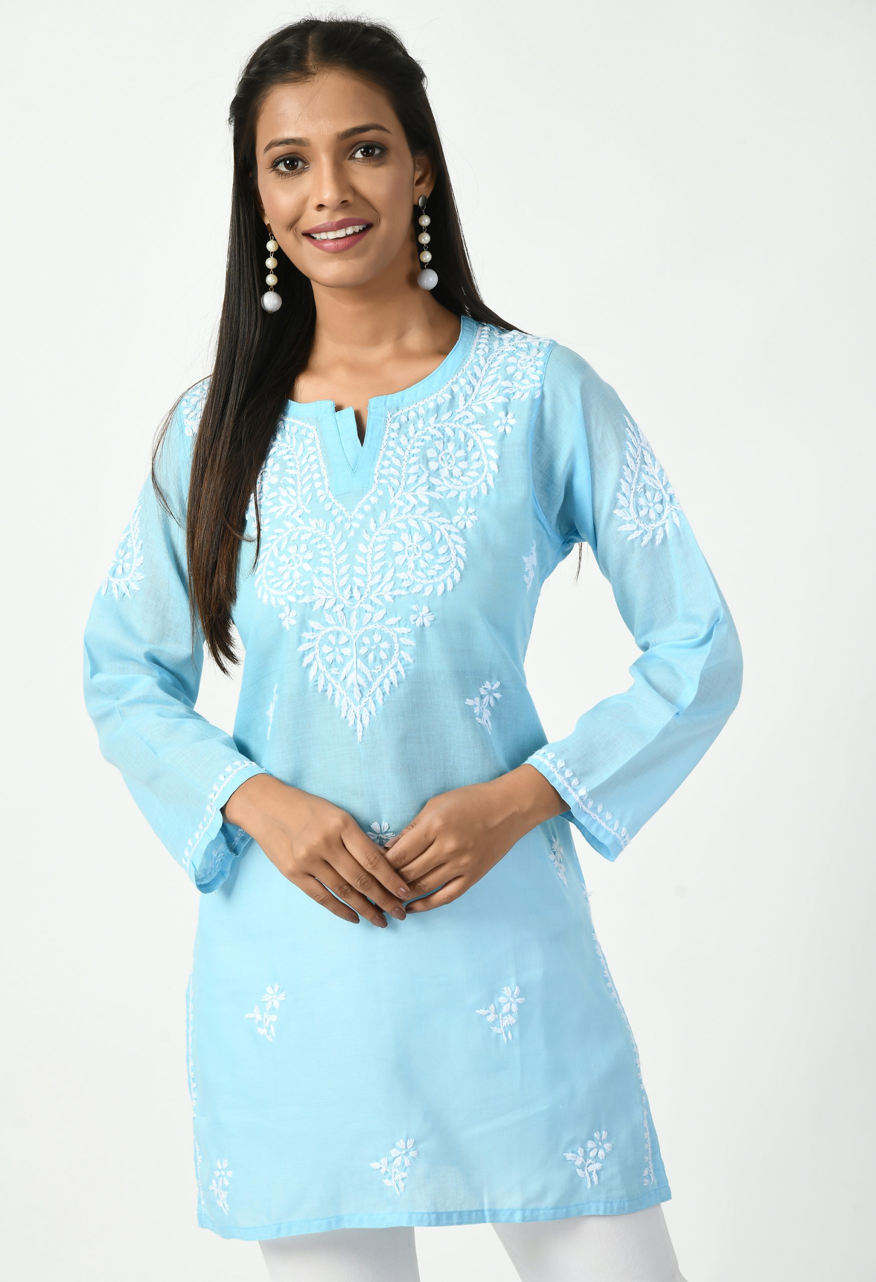 DREAM DESI rama Chikankari Kurti for Women of Rayon Cotton in Plus Size &  Small Size (S). : Amazon.in: Fashion